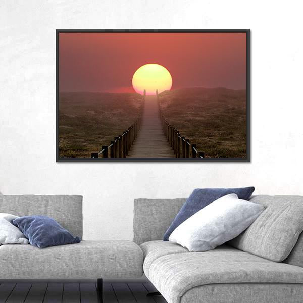 Wooden Walkway Near Sea Side Panoramic Canvas Wall Art-1 Piece-36" x 12"-Tiaracle