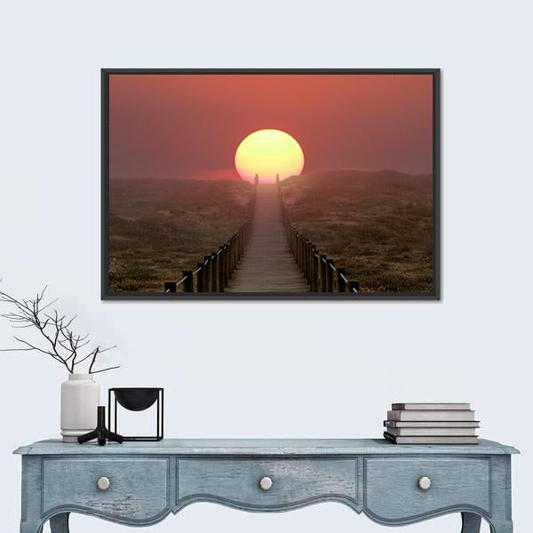 Wooden Walkway Over A Dune Canvas Wall Art-1 Piece-Floating Frame-24" x 16"-Tiaracle