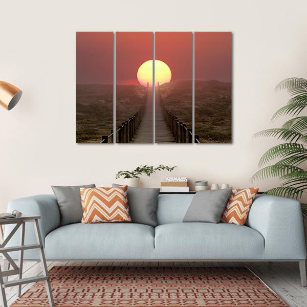 Wooden Walkway Over A Dune Canvas Wall Art-4 Horizontal-Gallery Wrap-34" x 24"-Tiaracle
