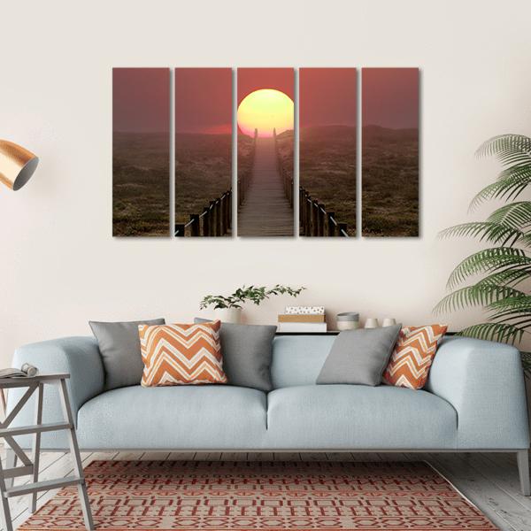 Wooden Walkway Over A Dune Canvas Wall Art-5 Horizontal-Gallery Wrap-22" x 12"-Tiaracle
