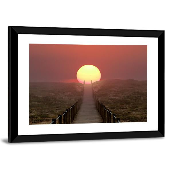 Wooden Walkway Over A Dune Canvas Wall Art-5 Horizontal-Gallery Wrap-22" x 12"-Tiaracle