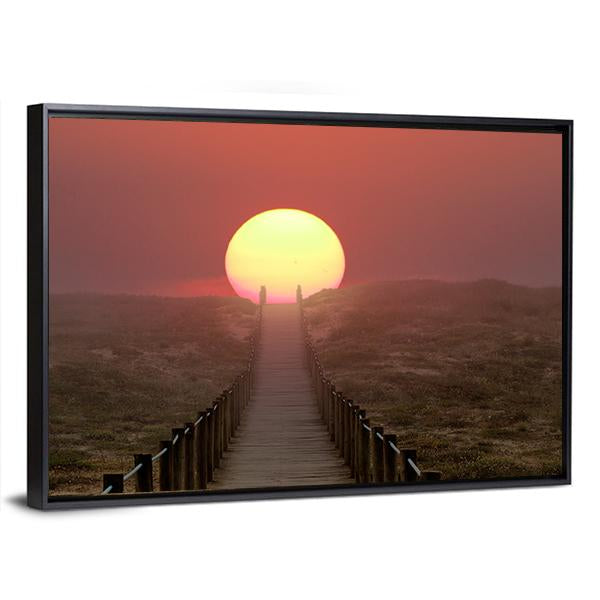 Wooden Walkway Over A Dune Canvas Wall Art-5 Horizontal-Gallery Wrap-22" x 12"-Tiaracle