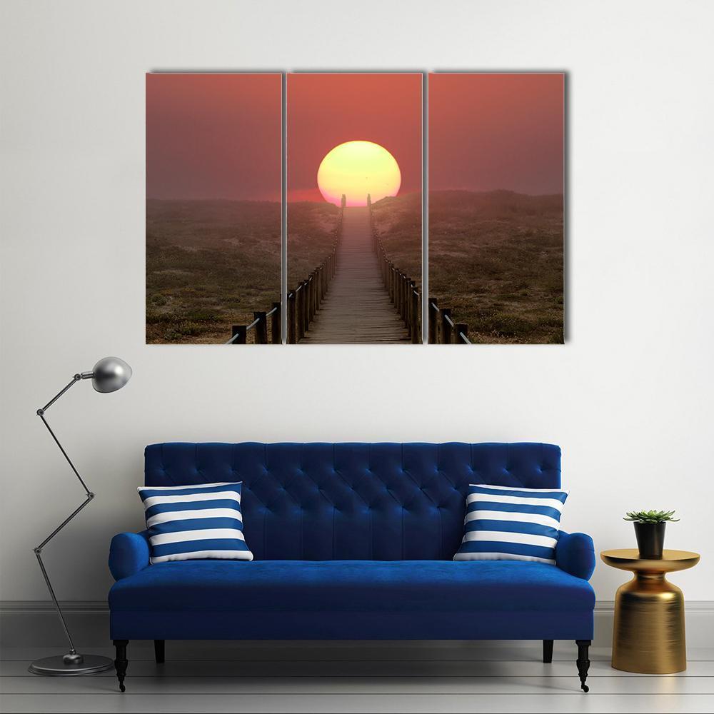 Wooden Walkway Over A Dune Canvas Wall Art-3 Horizontal-Gallery Wrap-37" x 24"-Tiaracle