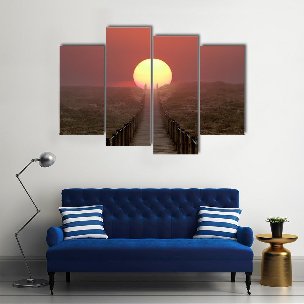 Wooden Walkway Over A Dune Canvas Wall Art-4 Pop-Gallery Wrap-50" x 32"-Tiaracle