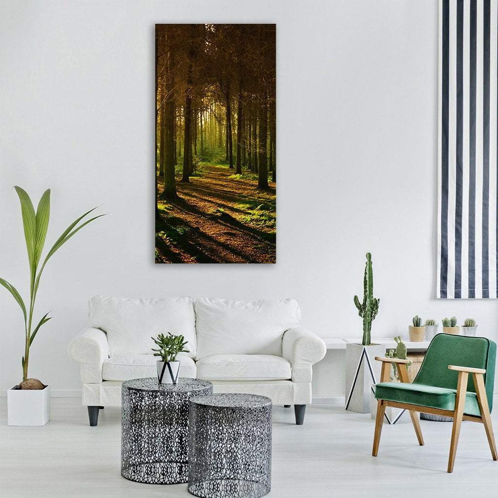 Woods Forest Landscape Vertical Canvas Wall Art-1 Vertical-Gallery Wrap-12&quot; x 24&quot;-Tiaracle