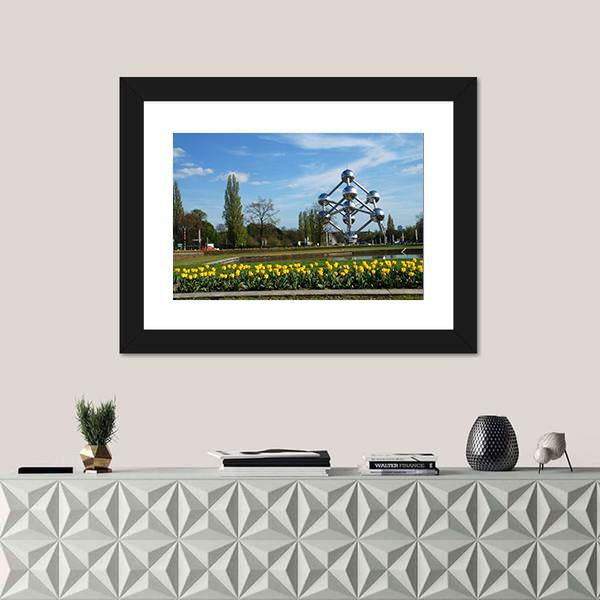 World Expo Atomium In Brussels Canvas Wall Art-1 Piece-Framed Print-20" x 16"-Tiaracle