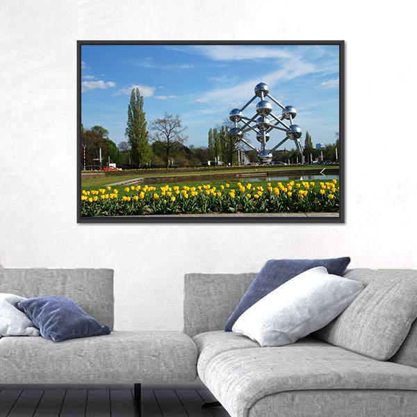 World Expo Atomium In Brussels Canvas Wall Art-5 Horizontal-Gallery Wrap-22" x 12"-Tiaracle
