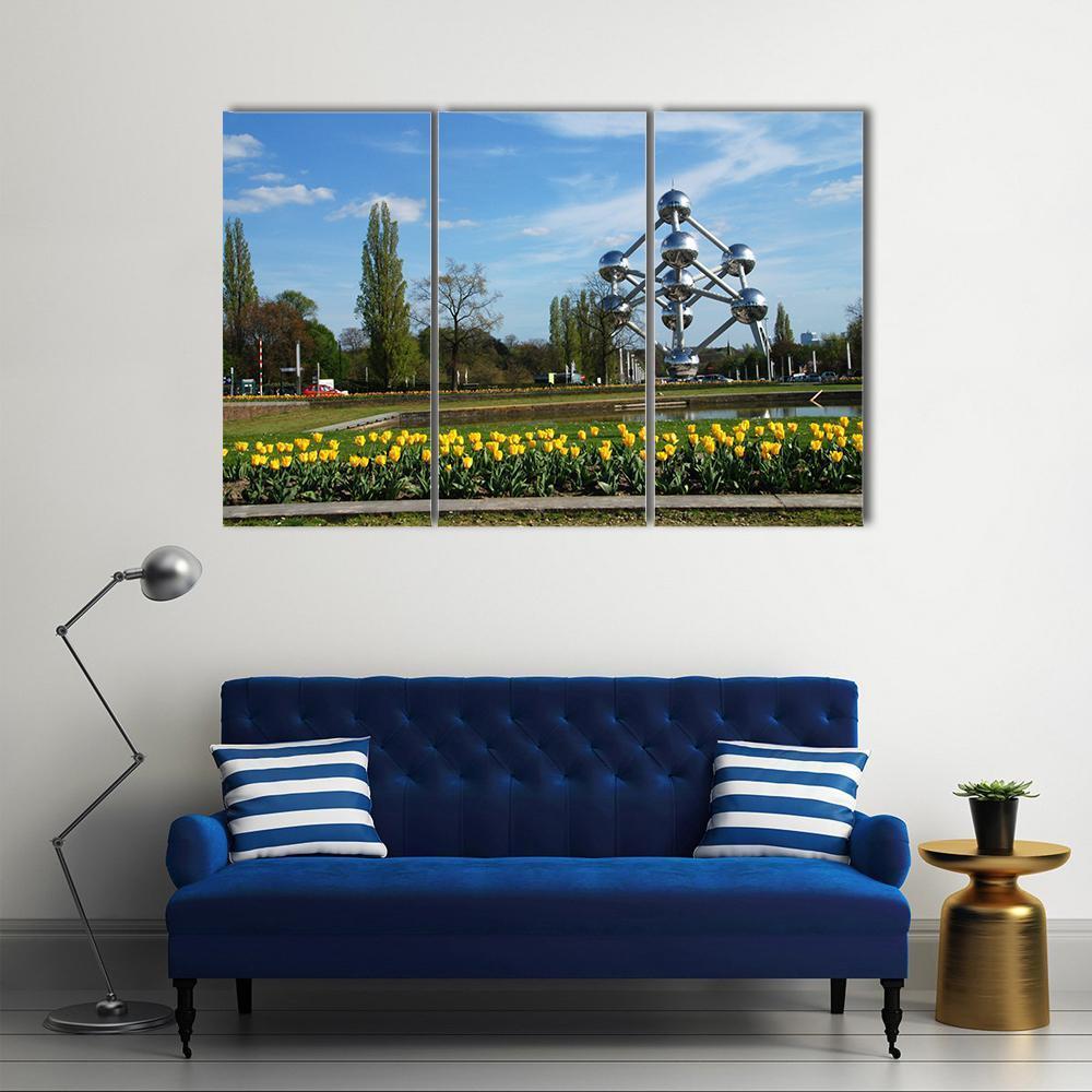 World Expo Atomium In Brussels Canvas Wall Art-3 Horizontal-Gallery Wrap-37" x 24"-Tiaracle