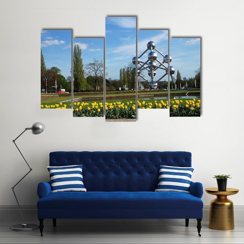 World Expo Atomium In Brussels Canvas Wall Art-5 Pop-Gallery Wrap-47" x 32"-Tiaracle