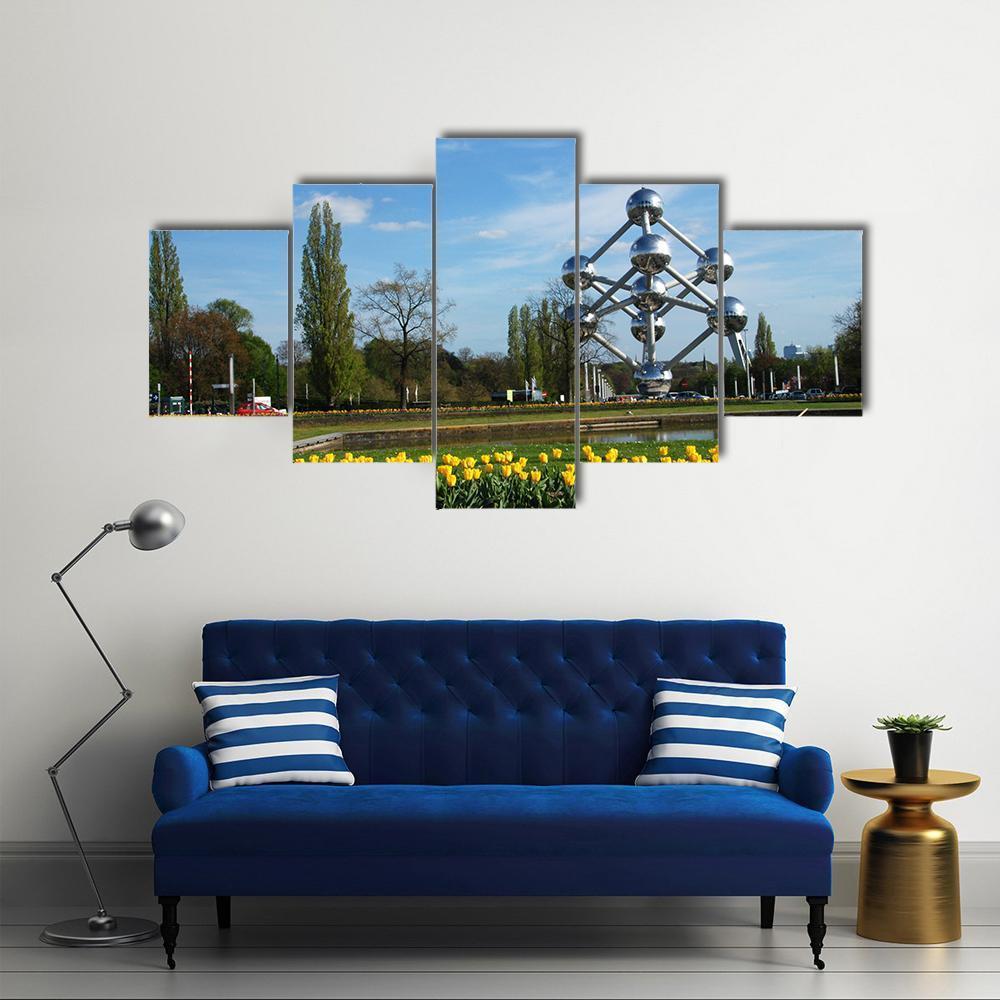 World Expo Atomium In Brussels Canvas Wall Art-3 Horizontal-Gallery Wrap-37" x 24"-Tiaracle