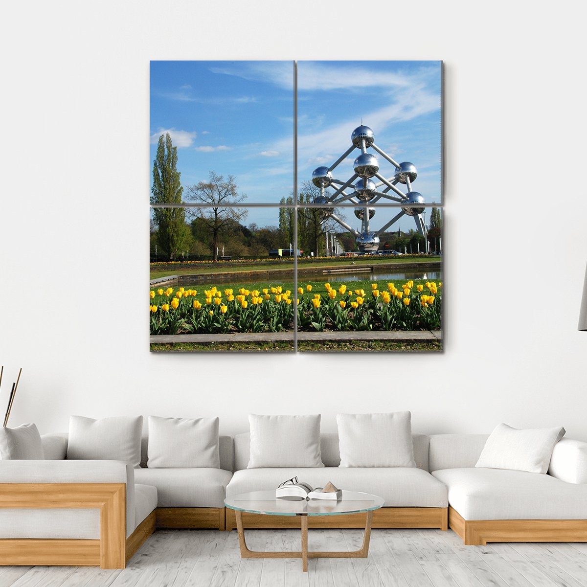 World Expo Atomium In Brussels Canvas Wall Art-5 Horizontal-Gallery Wrap-22" x 12"-Tiaracle