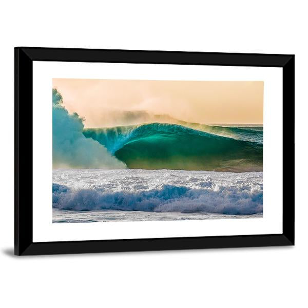 Bonzai Pipeline Surf Wave In Hawaii Panoramic Canvas Wall Art-1 Piece-36" x 12"-Tiaracle