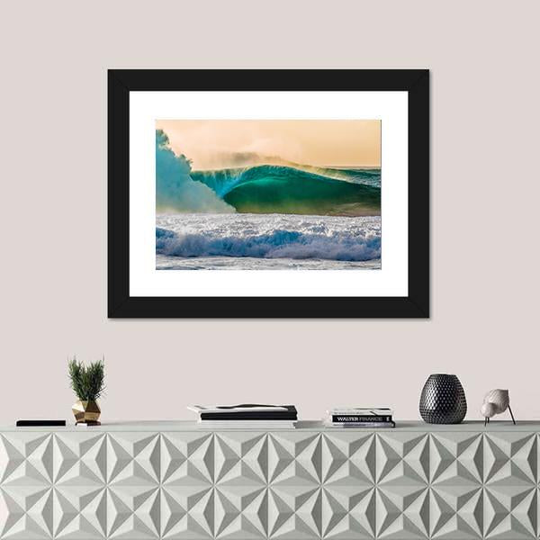Bonzai Pipeline Surf Wave In Hawaii Panoramic Canvas Wall Art-1 Piece-36" x 12"-Tiaracle