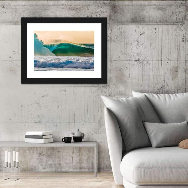 Bonzai Pipeline Surf Wave In Hawaii Panoramic Canvas Wall Art-1 Piece-36" x 12"-Tiaracle
