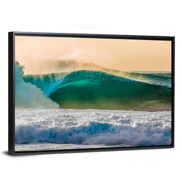 Bonzai Pipeline Surf Wave In Hawaii Panoramic Canvas Wall Art-1 Piece-36" x 12"-Tiaracle
