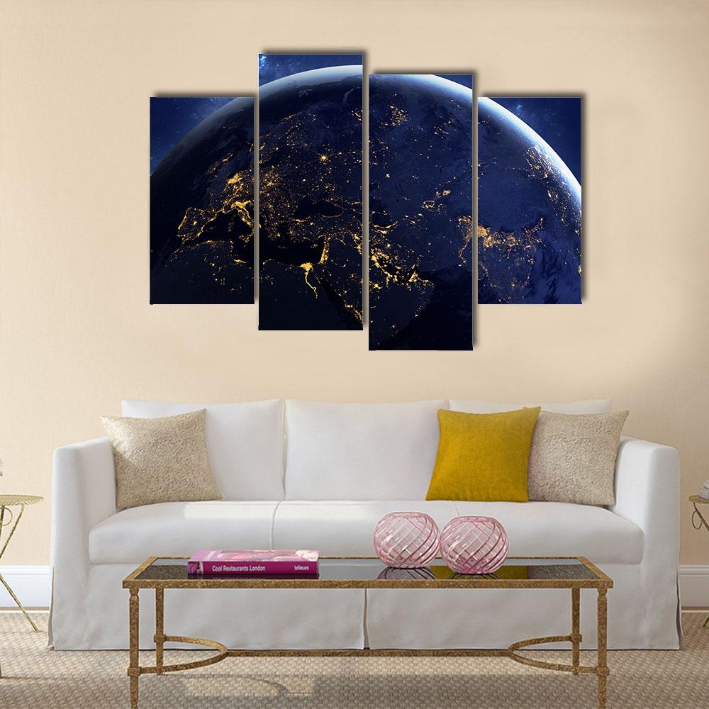 World Globe From Space Canvas Wall Art-4 Pop-Gallery Wrap-34" x 20"-Tiaracle