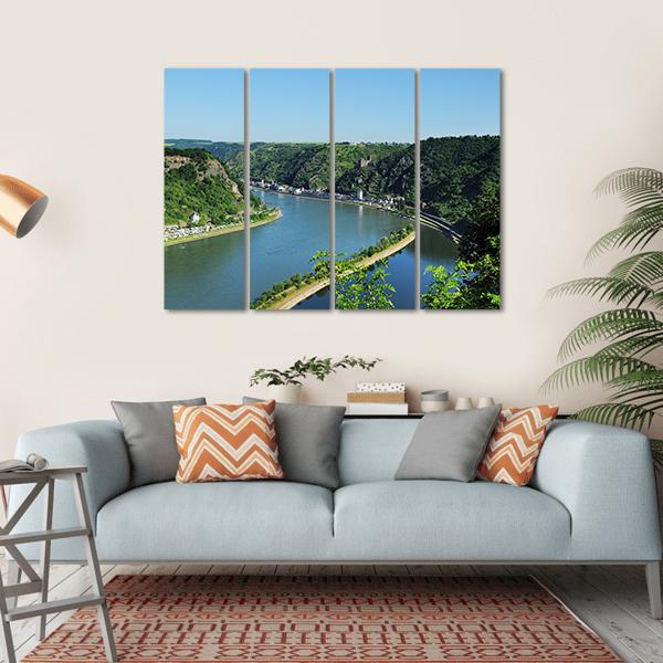 World Heritage Middle Rhine Valley At The Loreley Canvas Wall Art-4 Horizontal-Gallery Wrap-34" x 24"-Tiaracle