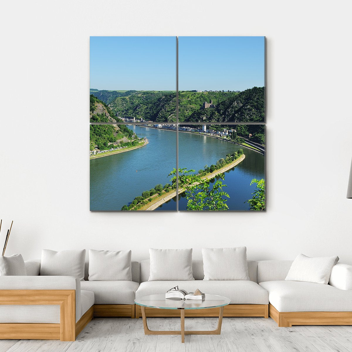 World Heritage Middle Rhine Valley At The Loreley Canvas Wall Art-4 Square-Gallery Wrap-17" x 17"-Tiaracle