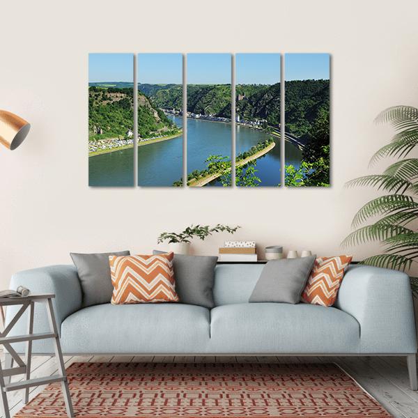 World Heritage Middle Rhine Valley At The Loreley Canvas Wall Art-5 Horizontal-Gallery Wrap-22" x 12"-Tiaracle