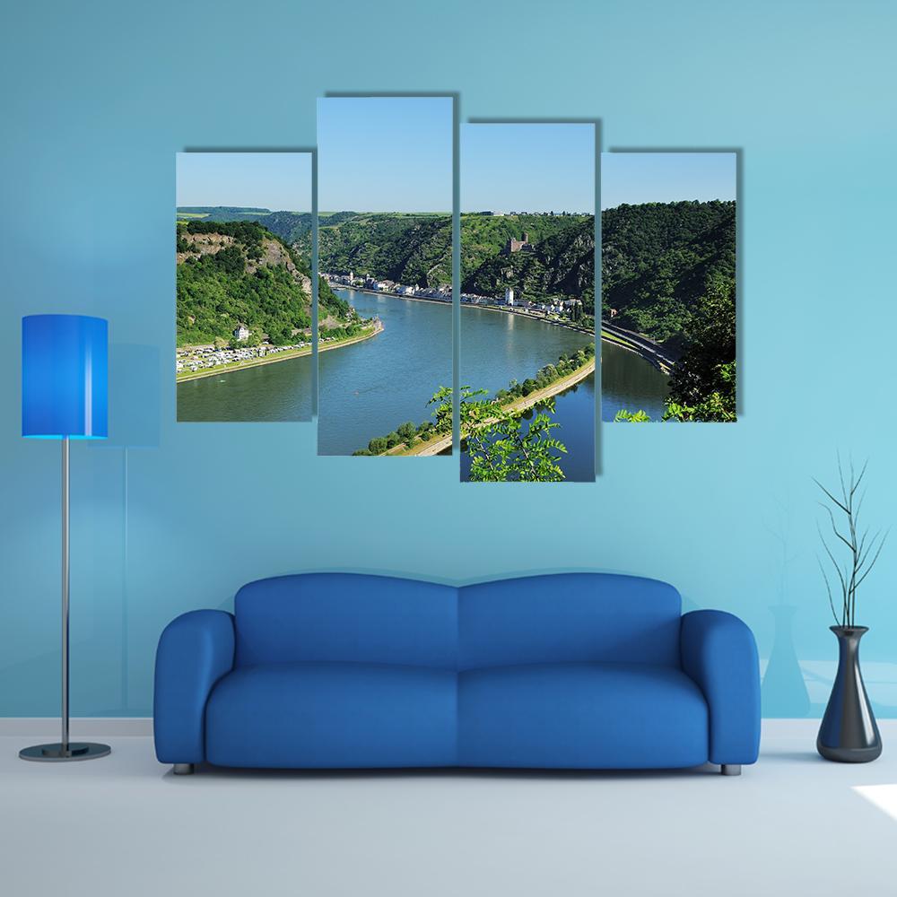 World Heritage Middle Rhine Valley At The Loreley Canvas Wall Art-4 Pop-Gallery Wrap-50" x 32"-Tiaracle