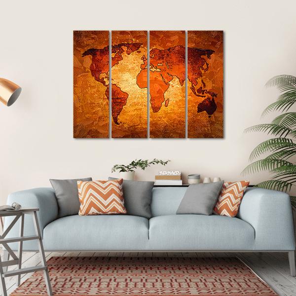 World Map Art Canvas Wall Art-4 Horizontal-Gallery Wrap-34" x 24"-Tiaracle