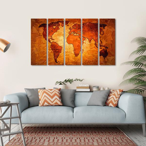 World Map Art Canvas Wall Art-5 Horizontal-Gallery Wrap-22" x 12"-Tiaracle