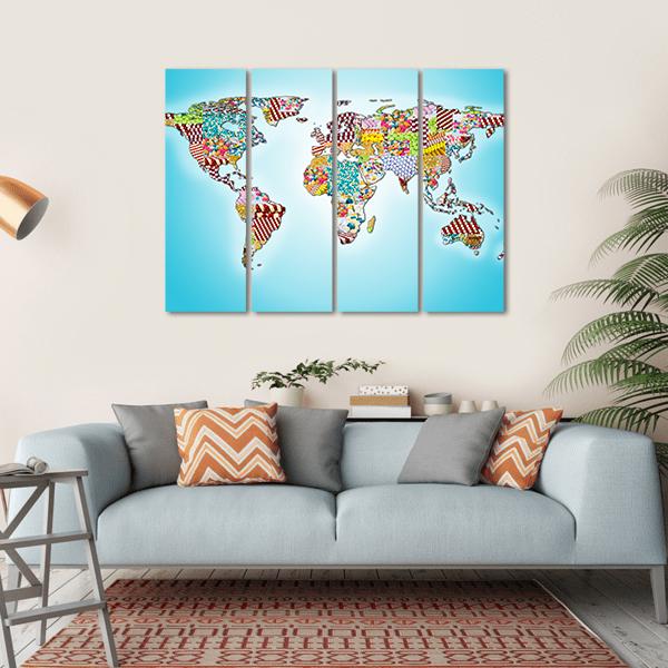 World Map From Pills Canvas Wall Art-4 Horizontal-Gallery Wrap-34" x 24"-Tiaracle
