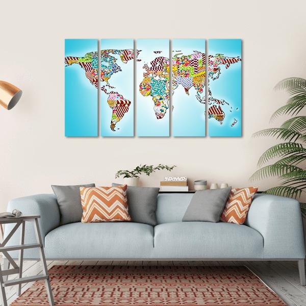 World Map From Pills Canvas Wall Art-5 Horizontal-Gallery Wrap-22" x 12"-Tiaracle