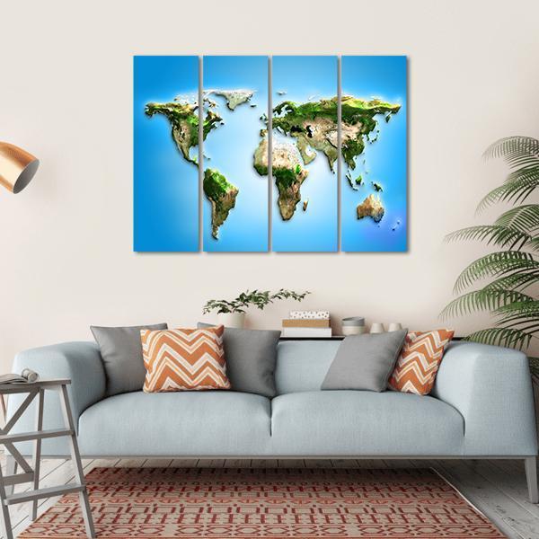 World Map Illustration Canvas Wall Art-4 Horizontal-Gallery Wrap-34" x 24"-Tiaracle