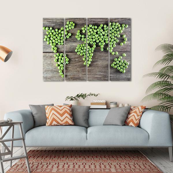 World Map Made From Green Peas Canvas Wall Art-4 Horizontal-Gallery Wrap-34" x 24"-Tiaracle