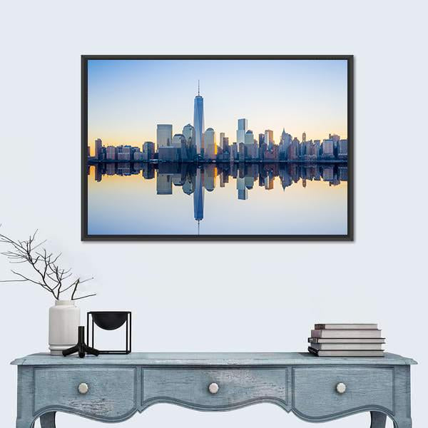 World Trade Center Building At Twilight Canvas Wall Art-1 Piece-Floating Frame-24" x 16"-Tiaracle