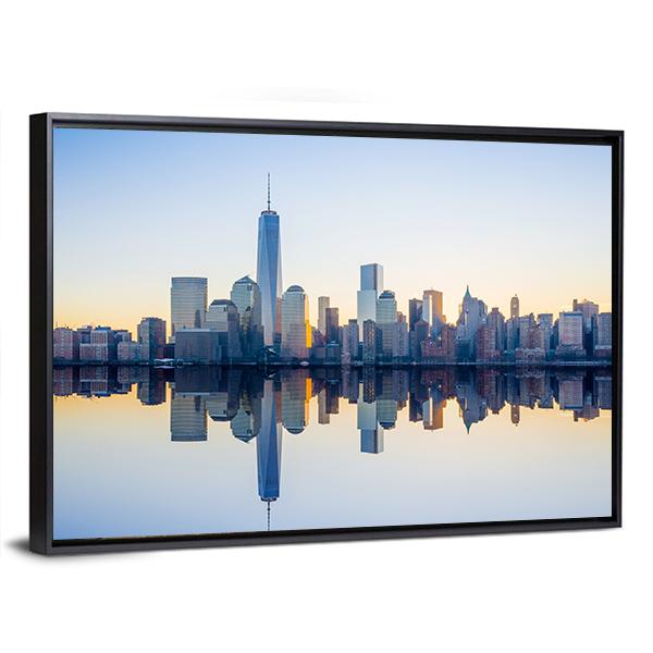 World Trade Center Building At Twilight Canvas Wall Art-3 Horizontal-Gallery Wrap-25" x 16"-Tiaracle