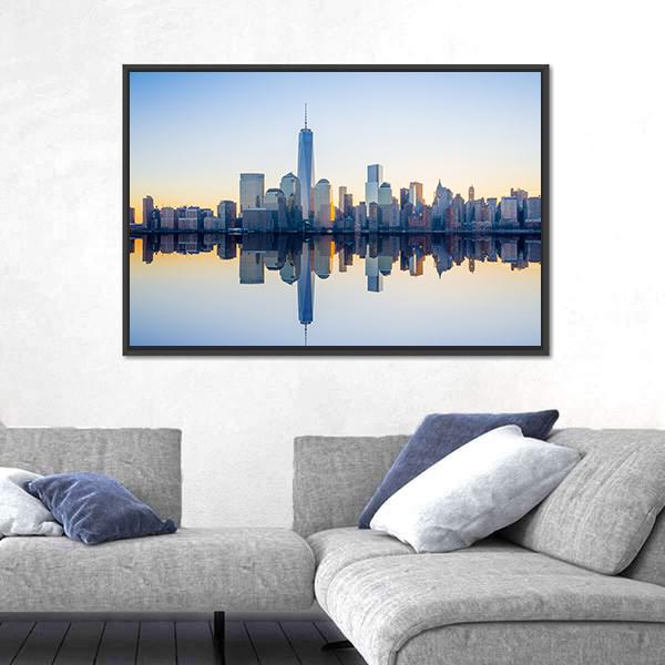 World Trade Center Building At Twilight Canvas Wall Art-3 Horizontal-Gallery Wrap-25" x 16"-Tiaracle