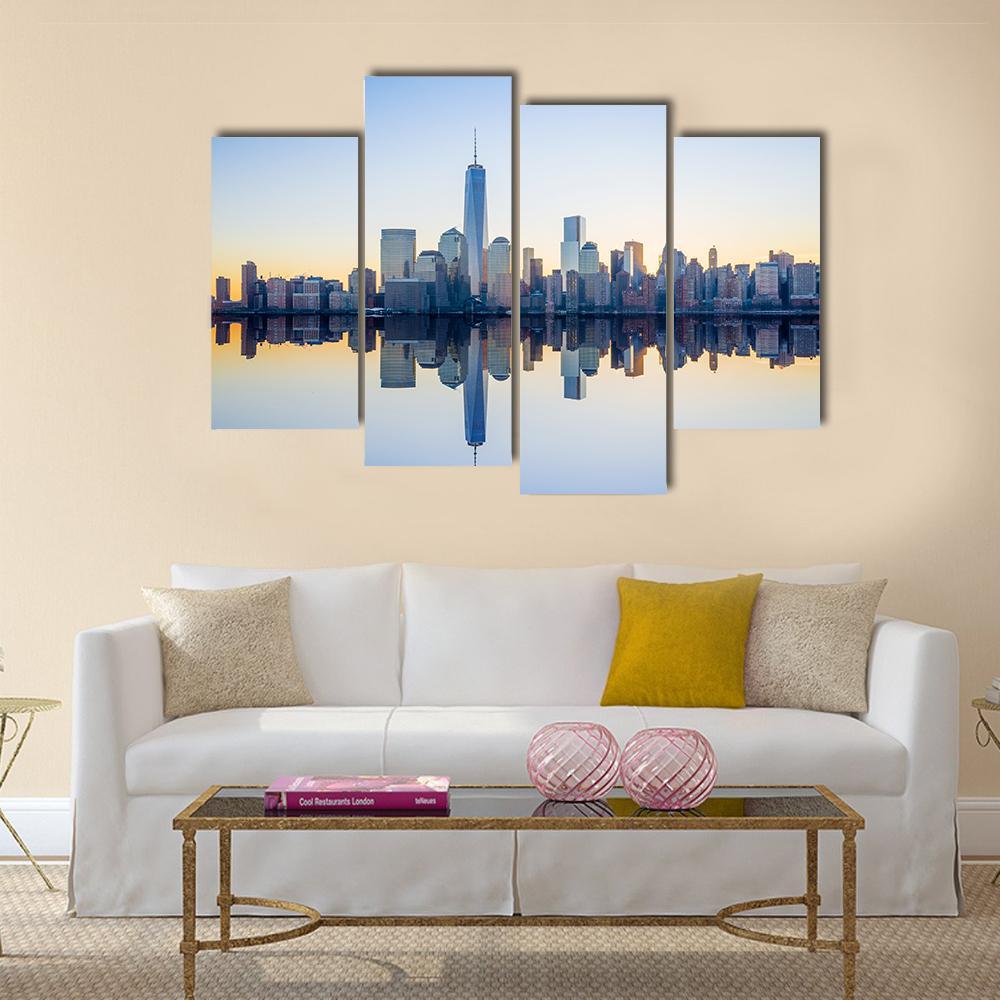 World Trade Center Building At Twilight Canvas Wall Art-4 Pop-Gallery Wrap-50" x 32"-Tiaracle