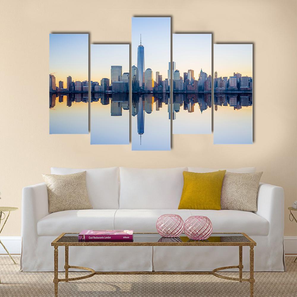 World Trade Center Building At Twilight Canvas Wall Art-5 Pop-Gallery Wrap-47" x 32"-Tiaracle