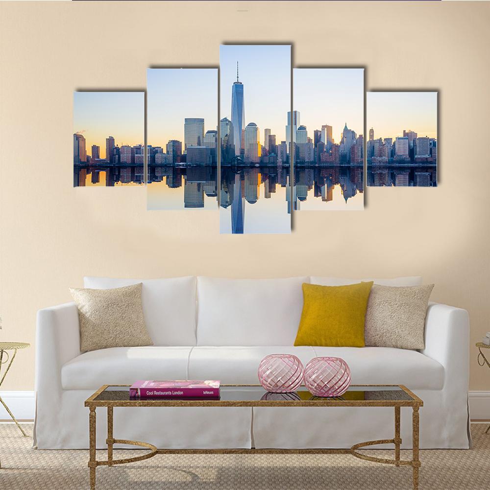 World Trade Center Building At Twilight Canvas Wall Art-5 Star-Gallery Wrap-62" x 32"-Tiaracle