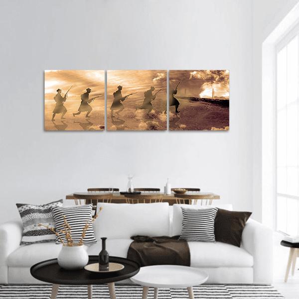 World War 1 Panoramic Canvas Wall Art-3 Piece-25" x 08"-Tiaracle