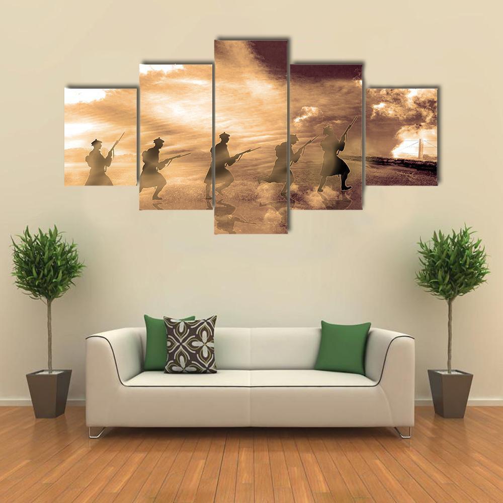 World War I In Belgium Canvas Wall Art-5 Pop-Gallery Wrap-47" x 32"-Tiaracle