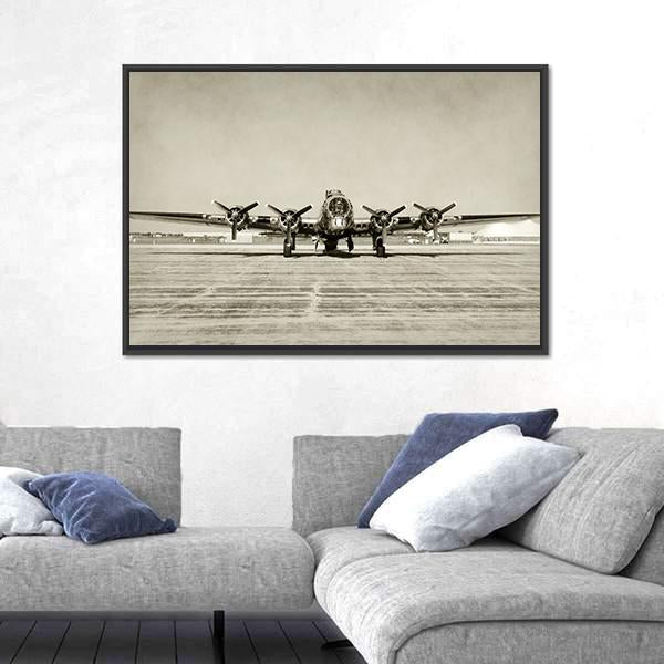 World War II Era Heavy Bomber Front View Canvas Wall Art-5 Horizontal-Gallery Wrap-22" x 12"-Tiaracle