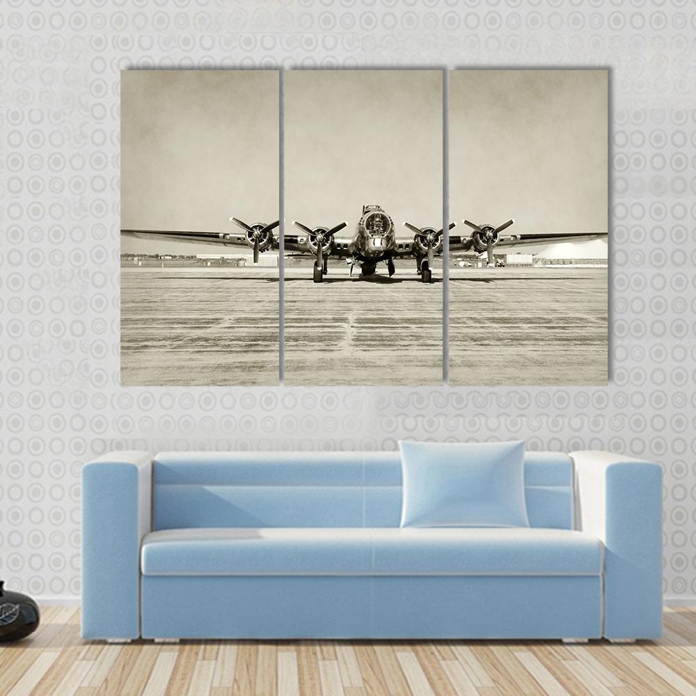 World War II Era Heavy Bomber Front View Canvas Wall Art-3 Horizontal-Gallery Wrap-37" x 24"-Tiaracle