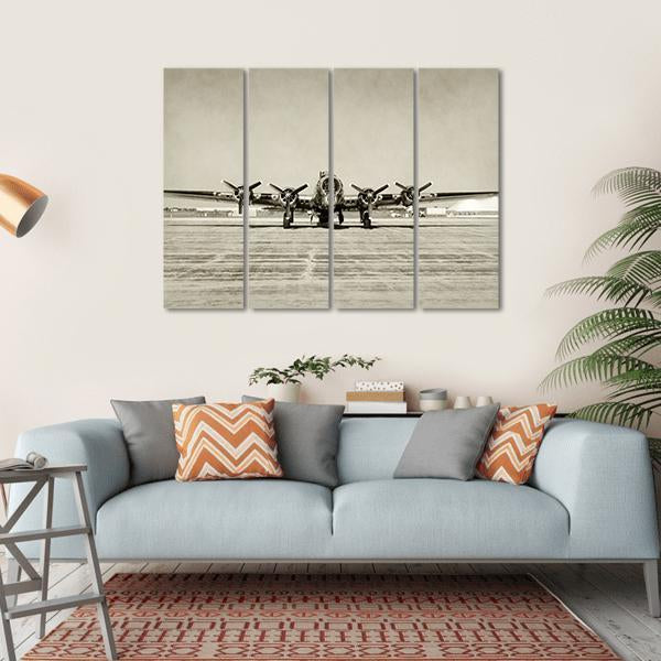 World War II Era Heavy Bomber Front View Canvas Wall Art-4 Horizontal-Gallery Wrap-34" x 24"-Tiaracle