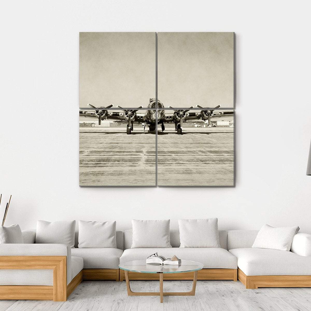 World War II Era Heavy Bomber Front View Canvas Wall Art-4 Square-Gallery Wrap-17" x 17"-Tiaracle