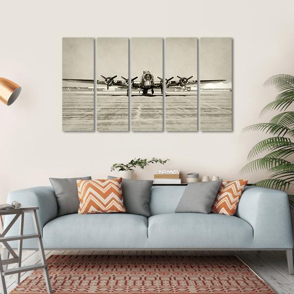 World War II Era Heavy Bomber Front View Canvas Wall Art-5 Horizontal-Gallery Wrap-22" x 12"-Tiaracle