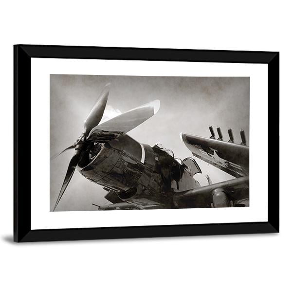 World War II Era Navy Fighter Plane With Folded Wings Canvas Wall