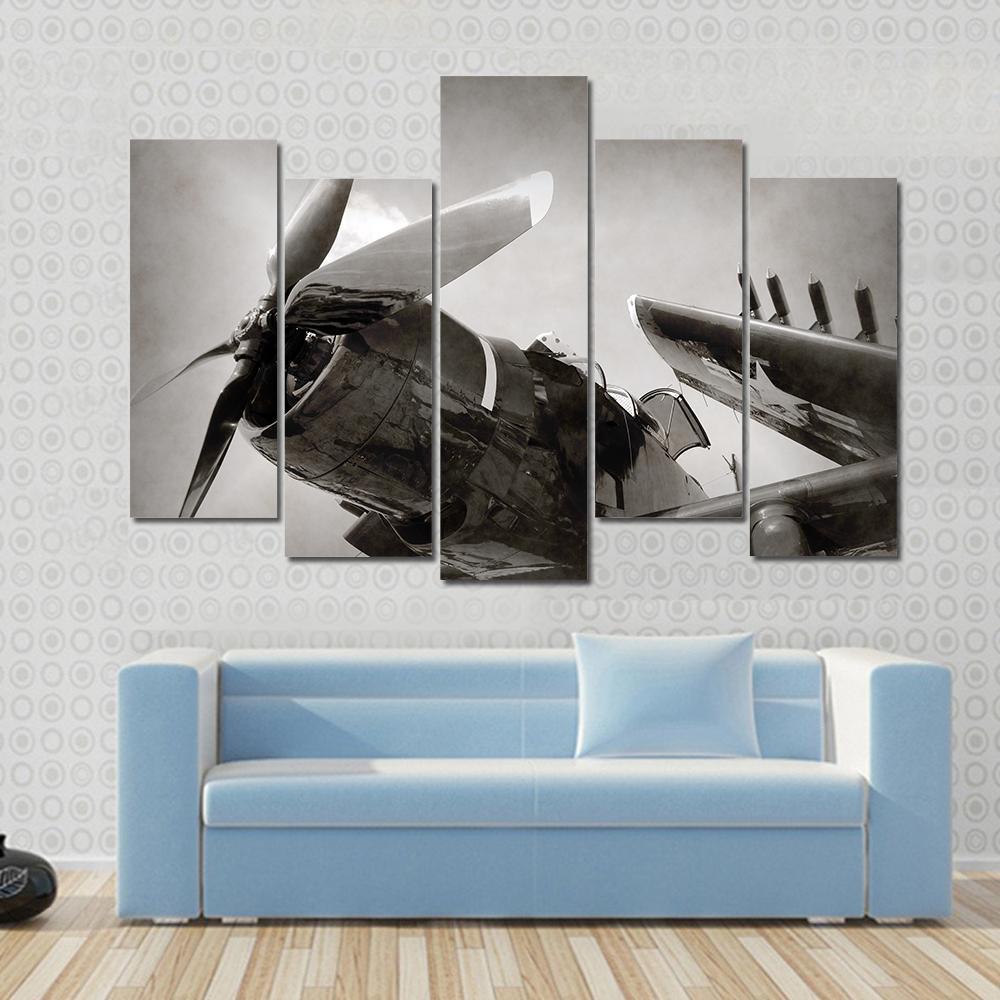 World War II Era Navy Fighter Plane With Folded Wings Canvas Wall Art-3 Horizontal-Gallery Wrap-25" x 16"-Tiaracle