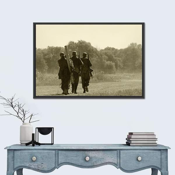 World War II Era Soldiers Canvas Wall Art-1 Piece-Floating Frame-24" x 16"-Tiaracle
