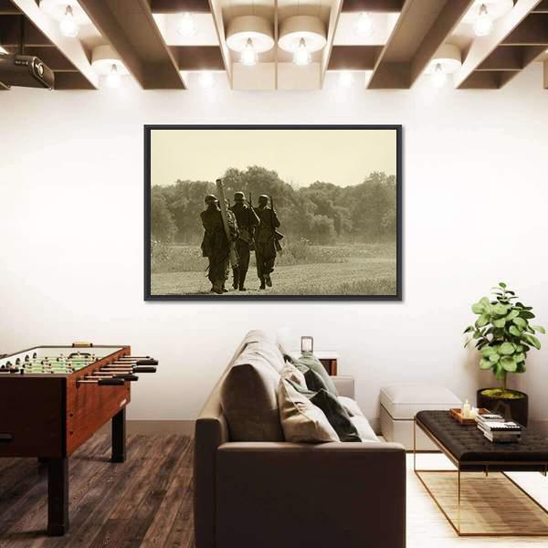 World War II Era Soldiers Canvas Wall Art-5 Horizontal-Gallery Wrap-22" x 12"-Tiaracle