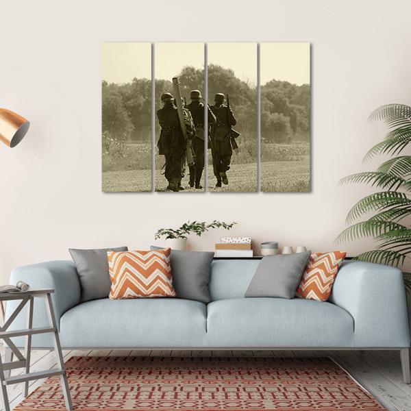 World War II Era Soldiers Canvas Wall Art-4 Horizontal-Gallery Wrap-34" x 24"-Tiaracle