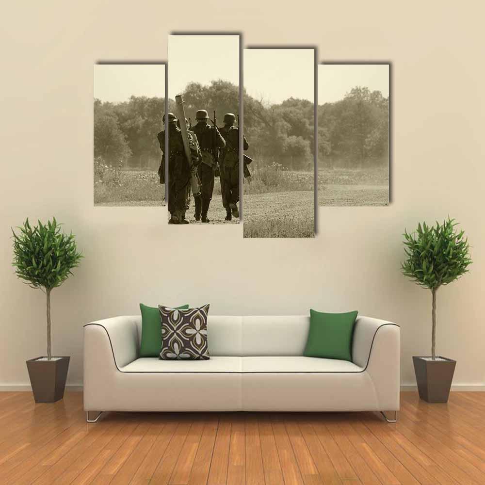 World War II Era Soldiers Canvas Wall Art-4 Pop-Gallery Wrap-34" x 20"-Tiaracle