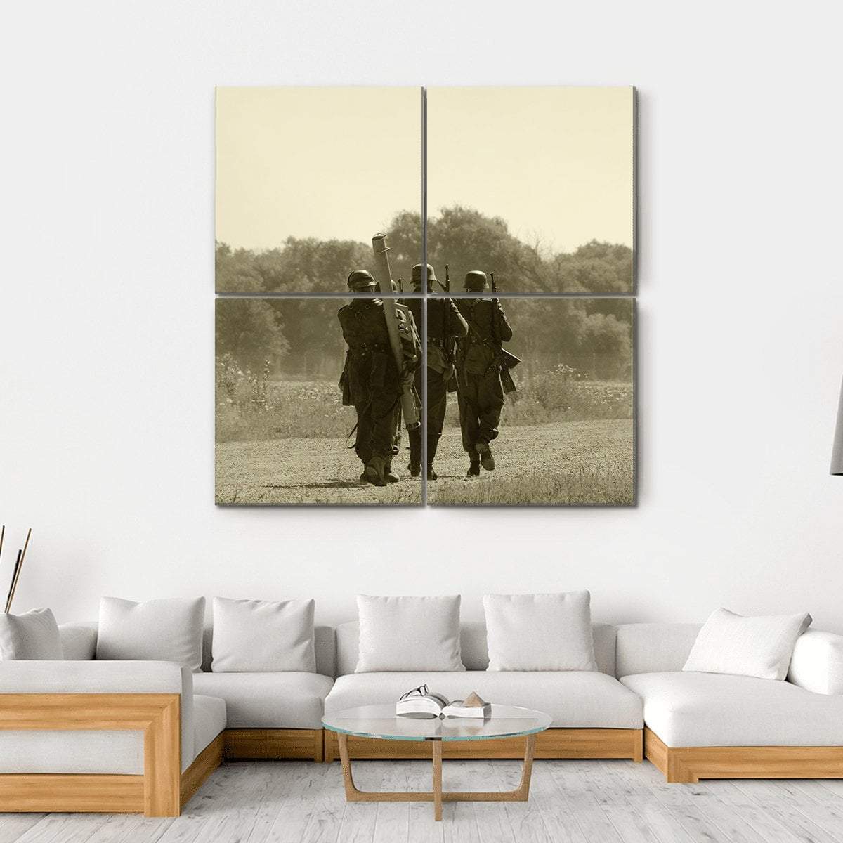 World War II Era Soldiers Canvas Wall Art-4 Square-Gallery Wrap-17" x 17"-Tiaracle